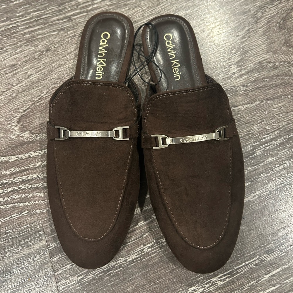 Calvin Klein womens Dark Brown Slip-On Loafers